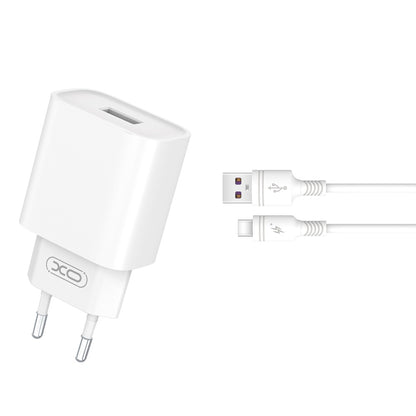 Ładowarka sieciowa z kablem USB-C XO Design CE02D, 18W, 3A, 1 x USB-A, Biała