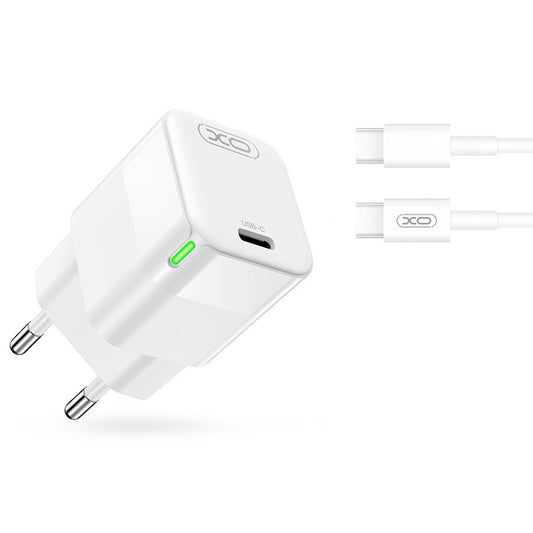 Ładowarka sieciowa z kablem USB-C XO Design CE06, 30W, 3A, 1 x USB-C, Biała