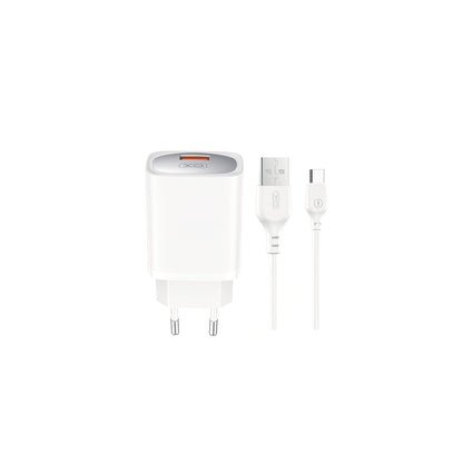 Ładowarka sieciowa z kablem USB-C XO Design CE19, 18W, 3A, 1 x USB-A, Biała