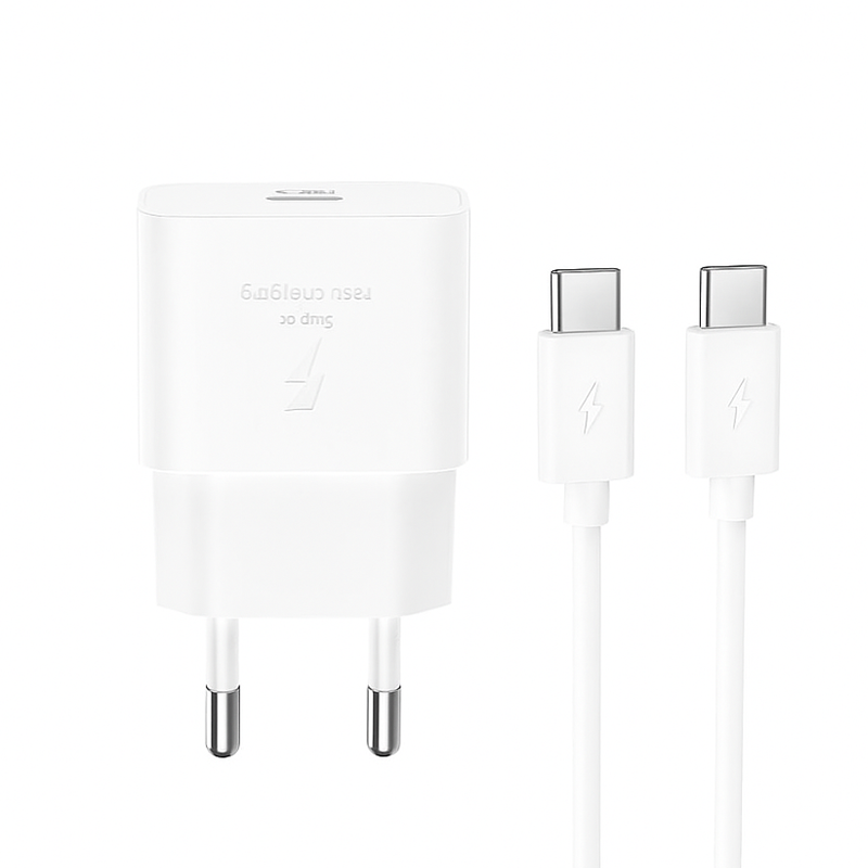 Ładowarka sieciowa z kablem USB-C XO Design L167, 25W, 3A, 1 x USB-C, Biała