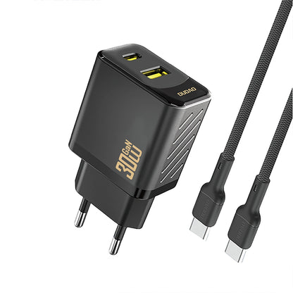Ładowarka sieciowa z kablem USB-C Dudao A27TCEU, 30W, 1 x USB-A - 1 x USB-C, Czarny