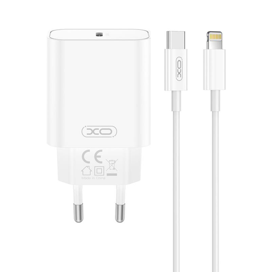 Ładowarka sieciowa z kablem Lightning XO Design CE32, 20W, 3A, 1 x USB-C, biały