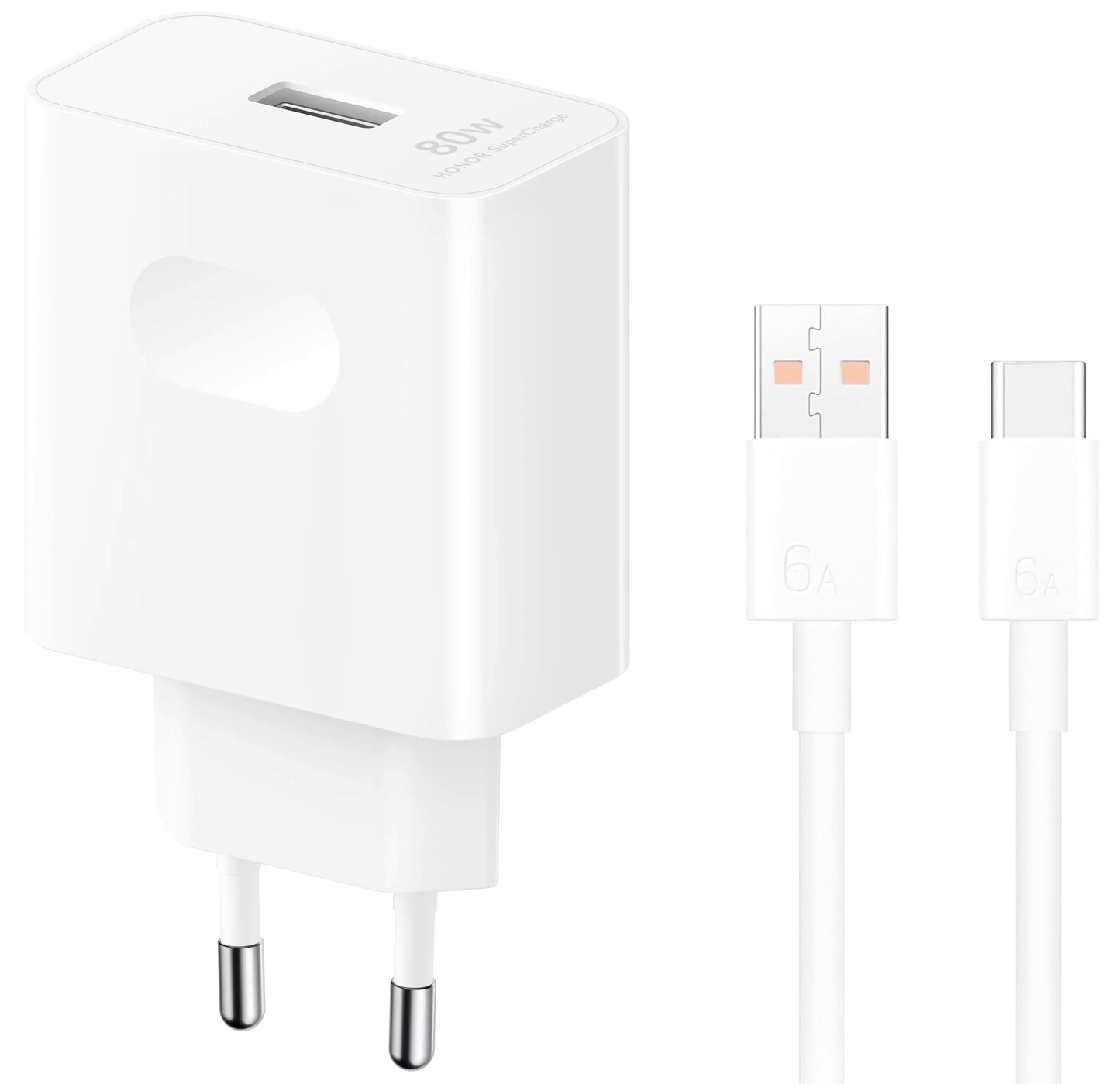 Ładowarka sieciowa z kablem USB-C Honor, 80W, 1 x USB-A, biały