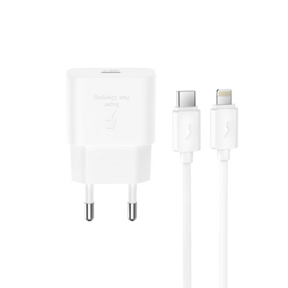 Ładowarka sieciowa z kablem Lightning XO Design L167, 25W, 3A, 1 x USB-C, biały