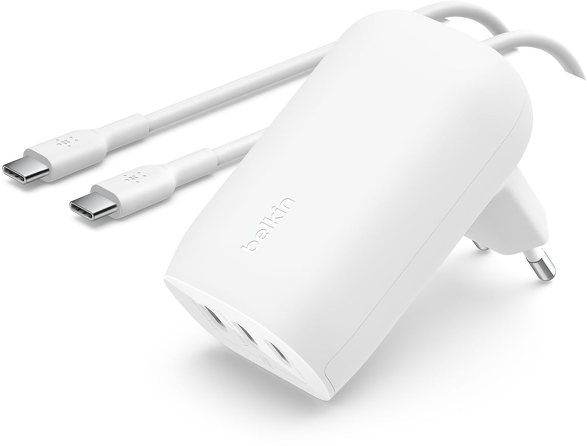 Ładowarka sieciowa z kablem USB-C Belkin BoostCharge, 67W, 3A, 3 x USB-C, biały WCC002vf2MWH-B6