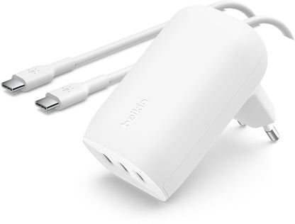 Ładowarka sieciowa z kablem USB-C Belkin BoostCharge, 67W, 3A, 3 x USB-C, biały WCC002vf2MWH-B6