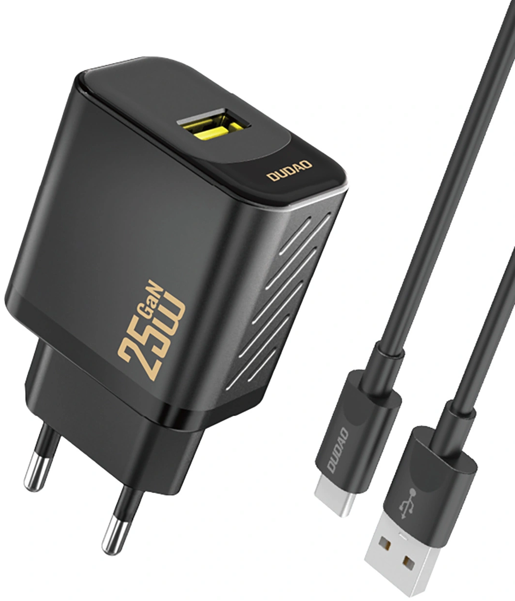 Ładowarka sieciowa z kablem USB-C Dudao A27STEU, 25W, 3A, 1 x USB-A, czarna
