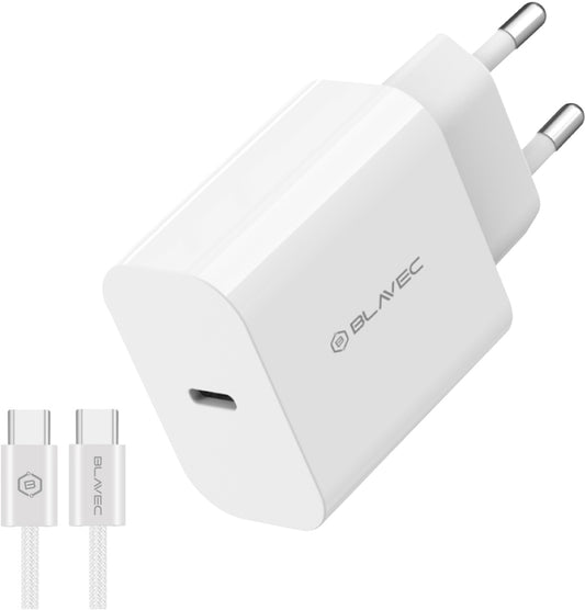 Ładowarka sieciowa z kablem USB-C Blavec BC-14, 30 W, 3 A, 1 × USB-C, biała
