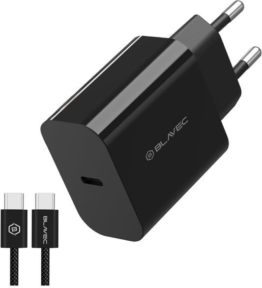 Ładowarka sieciowa z kablem USB-C Blavec BC-14, 30 W, 3 A, 1 × USB-C, czarna