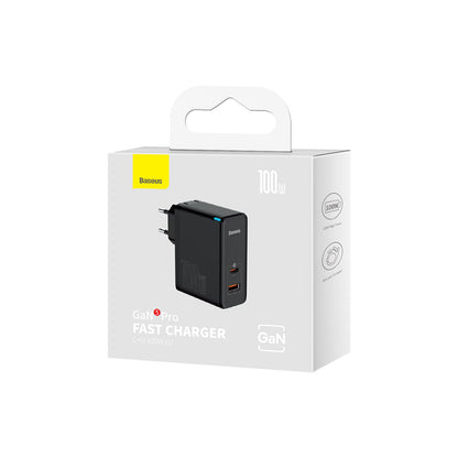 Ładowarka sieciowa z kablem USB-C Baseus GaN5 Pro, 100W, 3A, 1 x USB-A - 1 x USB-C, Czarny CCGP090201