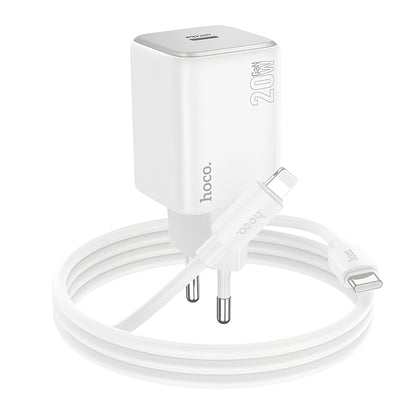 Ładowarka sieciowa z kablem Lightning HOCO N40, 20W, 3A, 1 x USB-C, Biała