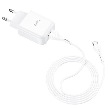 Ładowarka sieciowa z kablem USB-C HOCO N2, 10 W, 2,1 A, 1 x USB-A, biała 