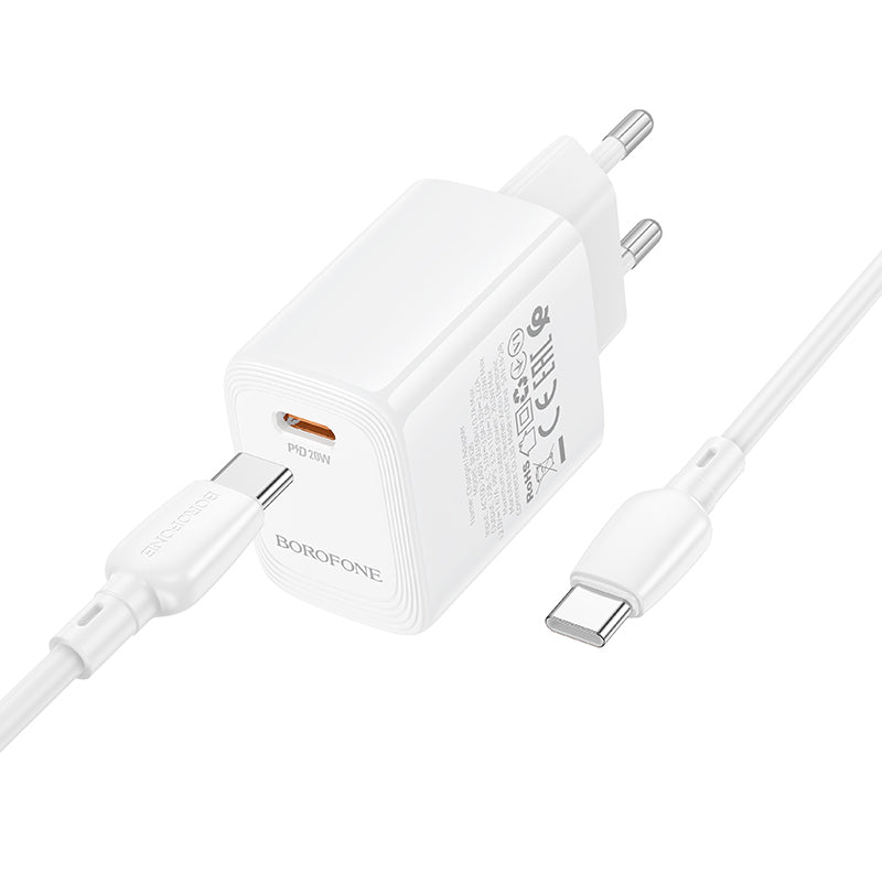 Ładowarka sieciowa z kablem USB-C Borofone BN26 Fuente, 20W, 3A, 1 x USB-C, Biała