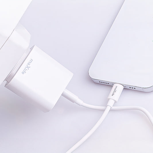 Ładowarka sieciowa z kablem USB-C MaXlife MXTC-06-20AC, 20W, 3A, 1 x USB-A - 1 x USB-C, Biała