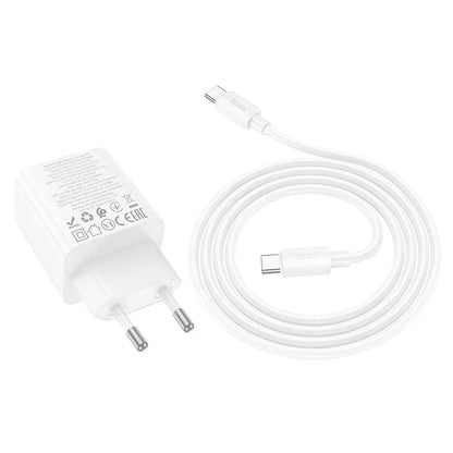 Ładowarka sieciowa z kablem USB-C HOCO N55, 20W, 3A, 2 x USB-A - 2 x USB-C, Biała