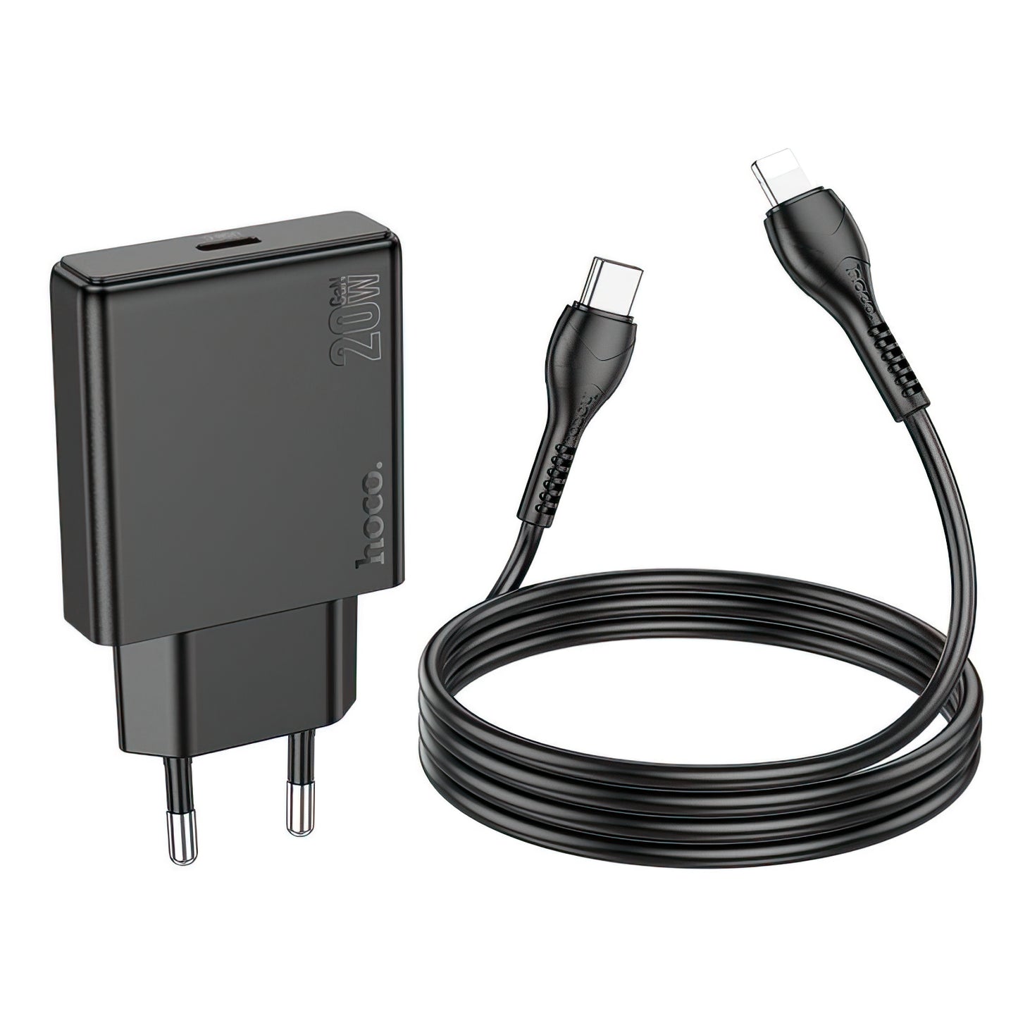Ładowarka sieciowa z kablem Lightning HOCO N37, 30W, 3A, 1 x USB-C, Czarna