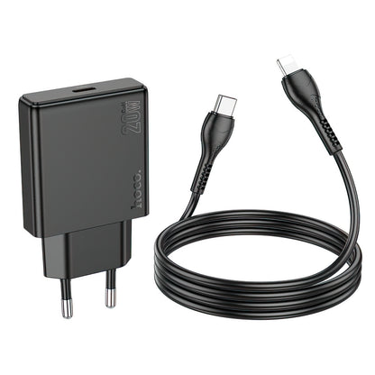 Ładowarka sieciowa z kablem Lightning HOCO N37, 30W, 3A, 1 x USB-C, Czarna