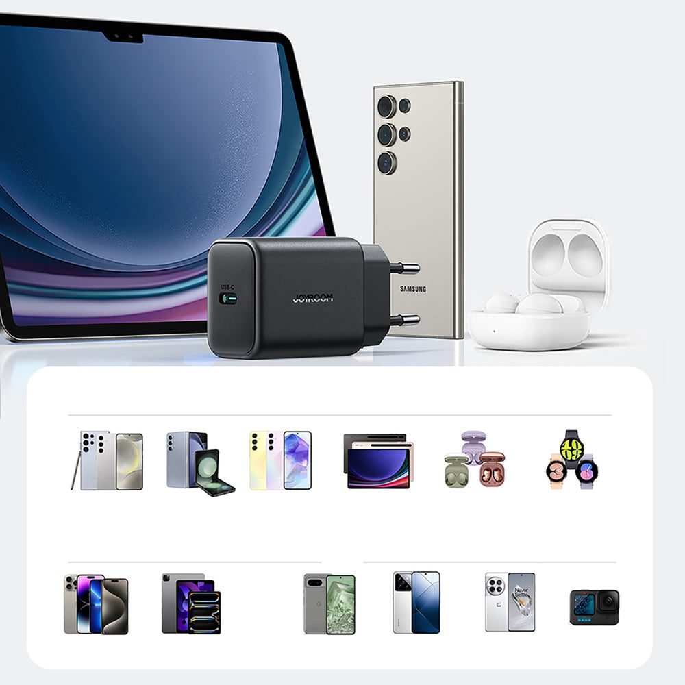 Ładowarka sieciowa z kablem USB-C Joyroom JR-TCF23, 25W, 3A, 1 x USB-C, Czarny
