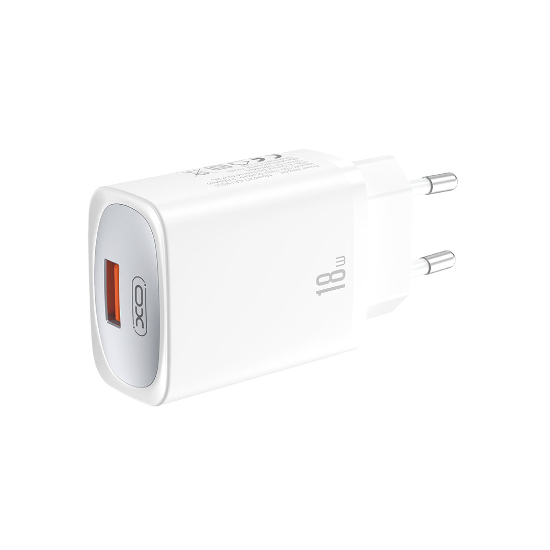 Ładowarka sieciowa z kablem USB-C XO Design CE19, 18W, 3A, 1 x USB-A, Biała