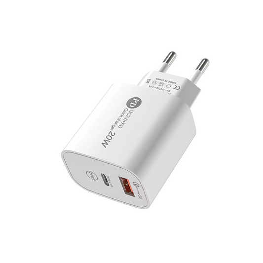 Ładowarka sieciowa z kablem USB-C A6MaxL, 20W, 3A, 1 x USB-A - 1 x USB-C, Biała