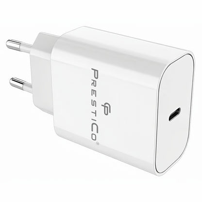 Ładowarka sieciowa z kablem USB-C Prestico F15S-C, 30W, 3A, 1 x USB-C, Biała
