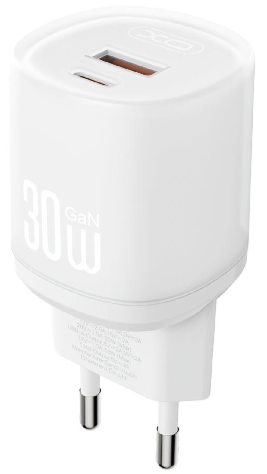 Ładowarka sieciowa z kablem USB-C XO Design L151, 30W, 3A, 1 x USB-A - 1 x USB-C, Biała