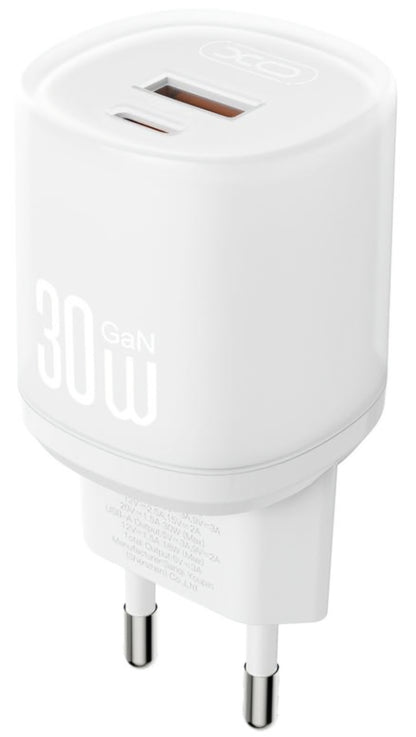 Ładowarka sieciowa z kablem USB-C XO Design L151, 30W, 3A, 1 x USB-A - 1 x USB-C, Biała