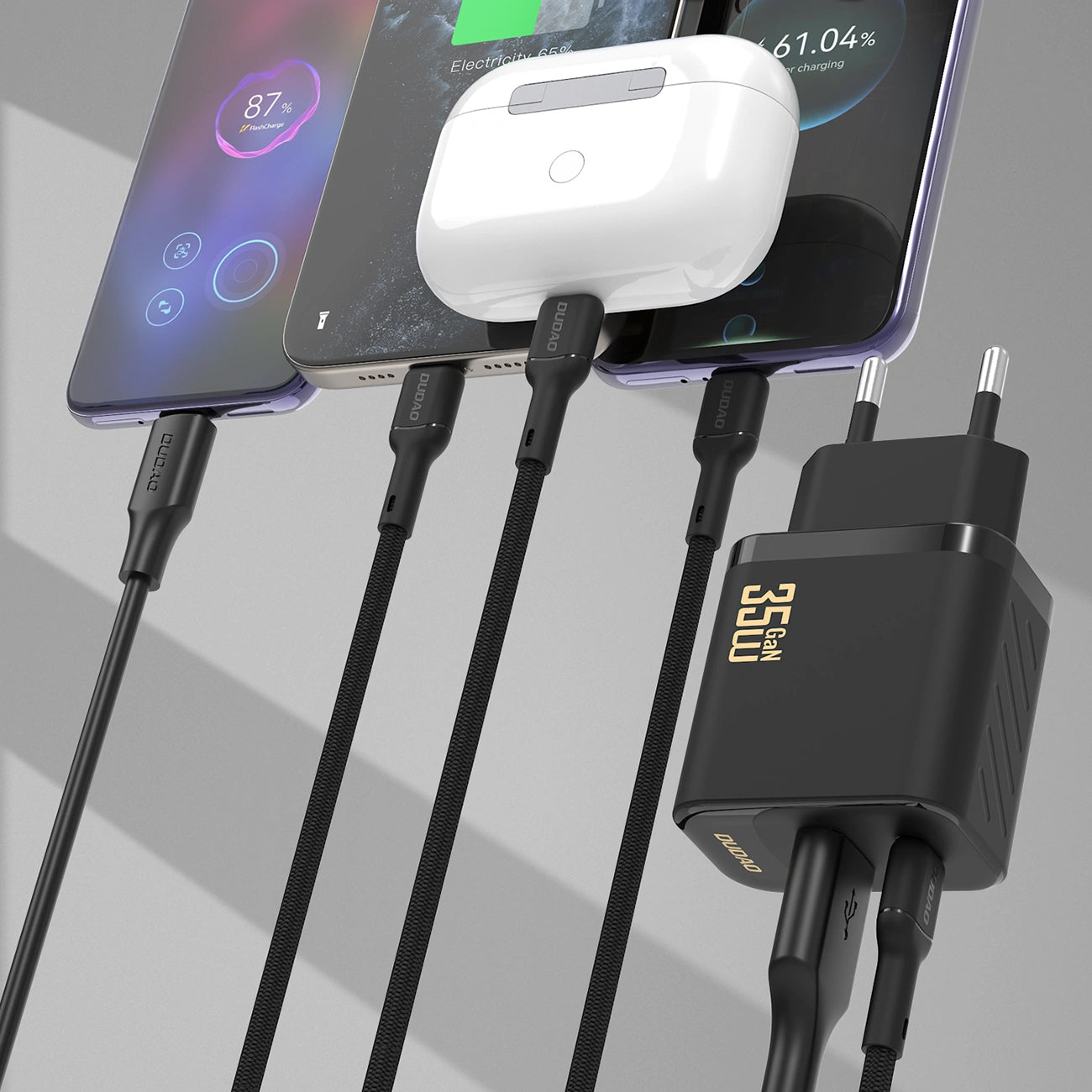 Ładowarka sieciowa z kablem USB-C Dudao A27 Max, 35W, 1 x USB-A - 1 x USB-C, Czarny