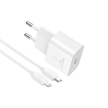 Ładowarka sieciowa z kablem Lightning XO Design L167, 25W, 3A, 1 x USB-C, biały