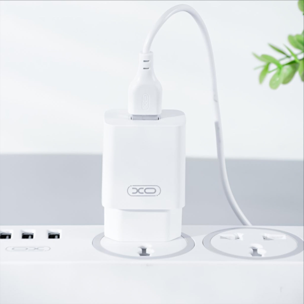 XO Design L99 USB-C Cable Wall Charger, 12W, 2.4A, 1 x USB-A, White