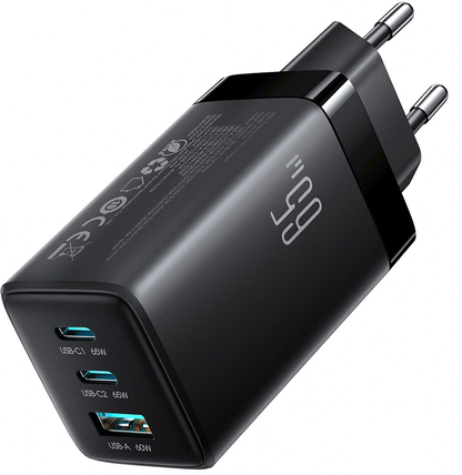 Ładowarka sieciowa z kablem USB-C Joyroom JR-TG10, 65W, 3,25A, 1 x USB-A - 2 x USB-C, czarna