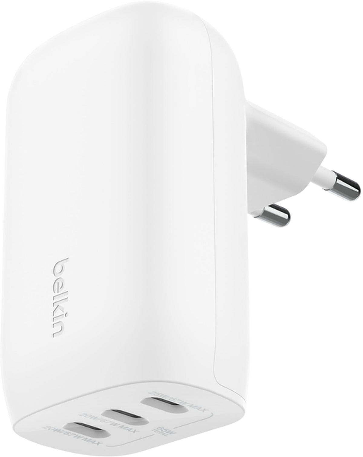 Ładowarka sieciowa z kablem USB-C Belkin BoostCharge, 67W, 3A, 3 x USB-C, biały WCC002vf2MWH-B6