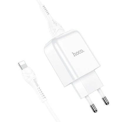 Ładowarka sieciowa z kablem Lightning HOCO N2, 10W, 2A, 1 x USB-A, Biała