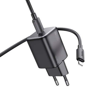 Ładowarka sieciowa z kablem Lightning HOCO N40, 20W, 3A, 1 x USB-C, czarna 