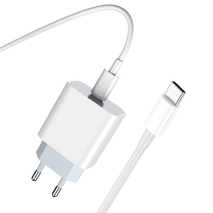 Ładowarka sieciowa z kablem USB-C Prestico F8S, 20W, 3A, 1 x USB-C, biały