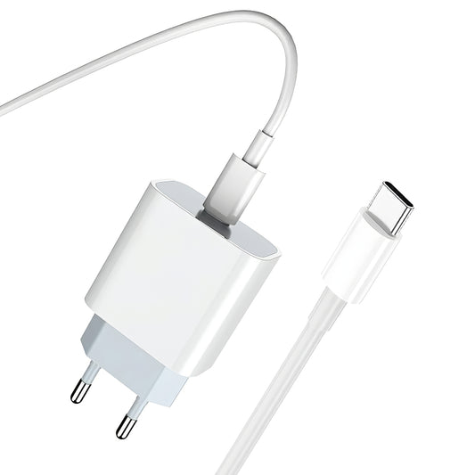 Ładowarka sieciowa z kablem USB-C Prestico F8S, 20W, 3A, 1 x USB-C, biały