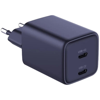 Ładowarka sieciowa 3MK HyperCharger z kablem USB-C, 45 W, 3 A, 2 x USB-C, czarna 