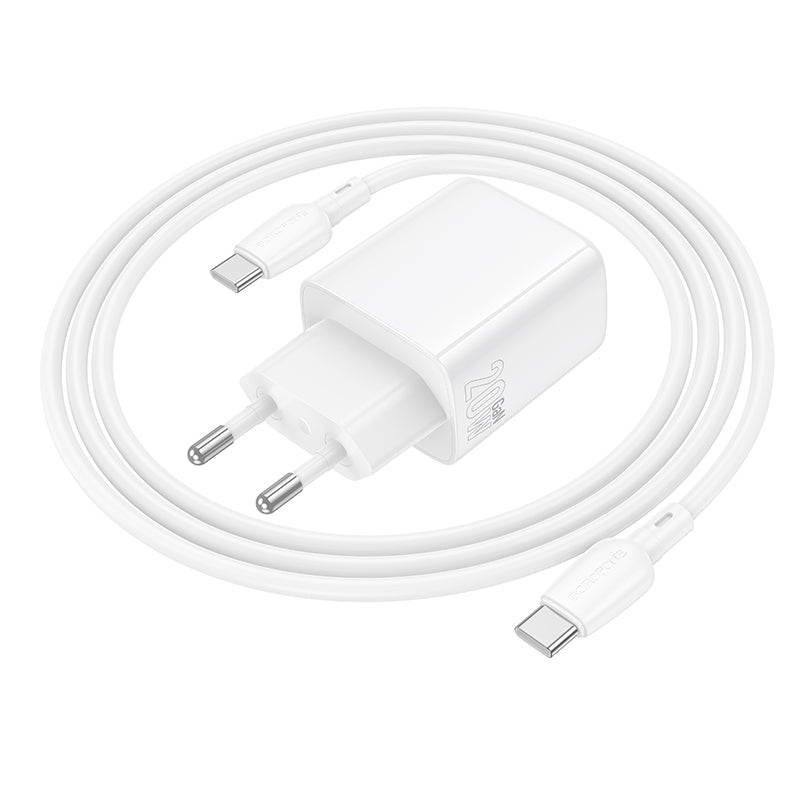 Ładowarka sieciowa z kablem USB-C Borofone BN26 Fuente, 20W, 3A, 1 x USB-C, Biała