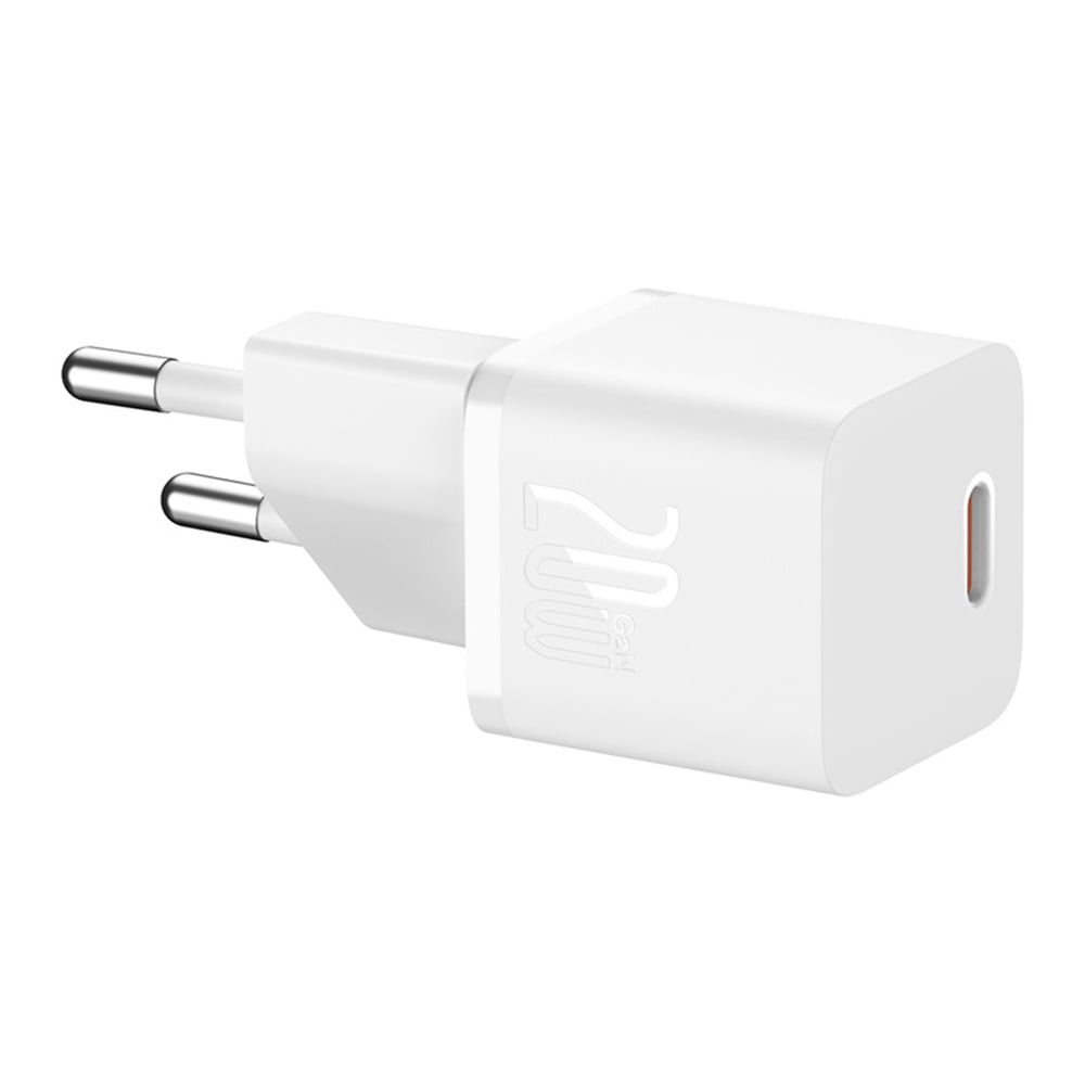 Ładowarka sieciowa z kablem USB-C Baseus GaN5, 20W, 3A, 1 x USB-C, Biała P10110900213-01