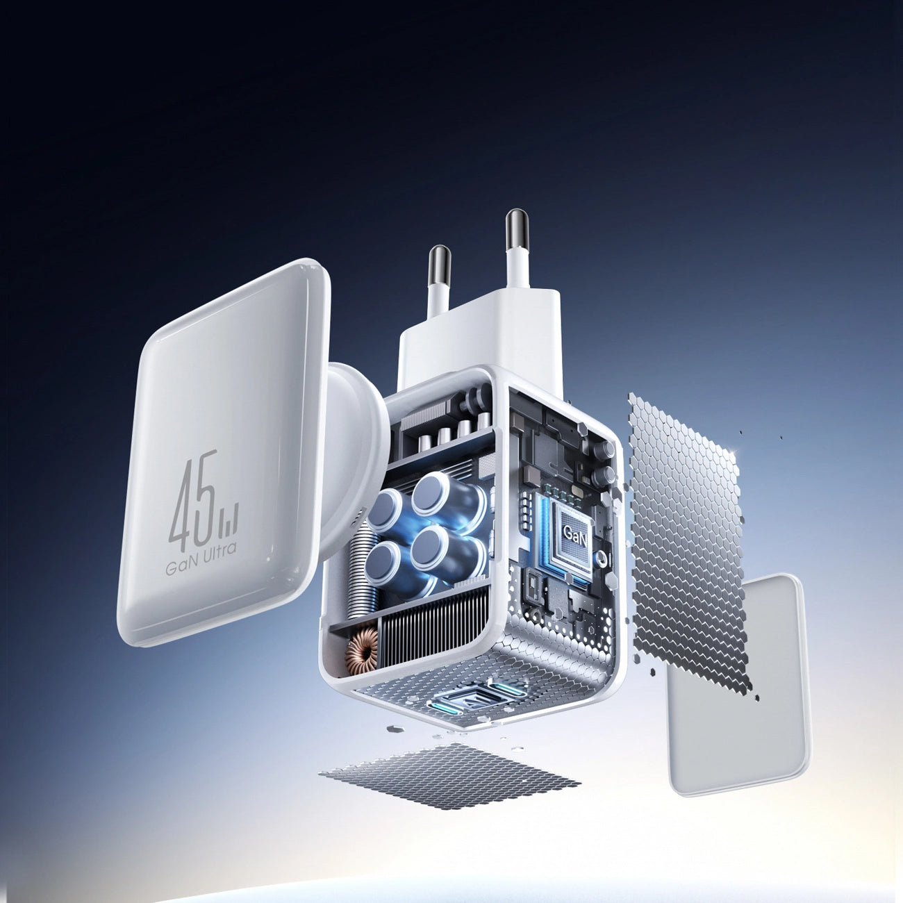 Ładowarka sieciowa z kablem USB-C Joyroom JR-TCL05, 45W, 3A, 2 x USB-C, Biała