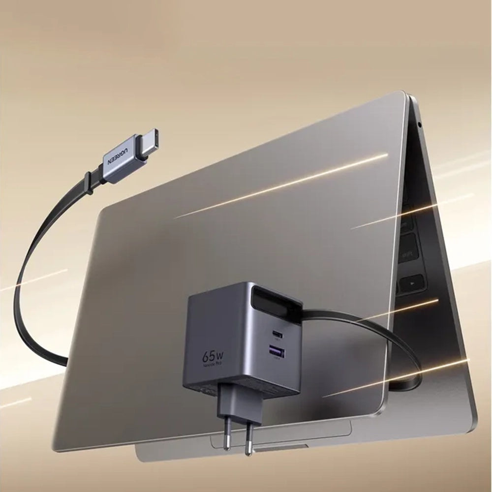 Ładowarka sieciowa z kablem USB-C UGREEN X615, 65W, 3A, 1 x USB-A - 1 x USB-C, Szara