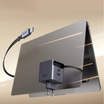 Ładowarka sieciowa z kablem USB-C UGREEN X615, 65W, 3A, 1 x USB-A - 1 x USB-C, Szara