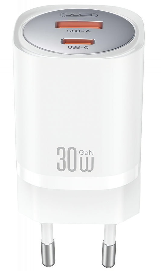 Ładowarka sieciowa z kablem Lightning XO Design CE21, 30W, 3A, 1 x USB-A - 1 x USB-C, Biała