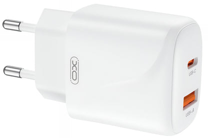 Ładowarka sieciowa z kablem USB-C XO Design L158, 20W, 3A, 1 x USB-A - 1 x USB-C, Biała
