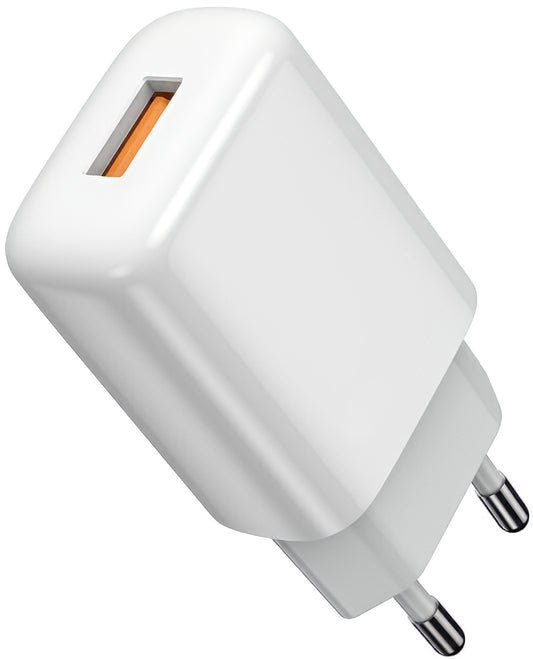 Ładowarka sieciowa z kablem USB-C Prestico F9S, 12W, 2.4A, 1 x USB-A, Biała