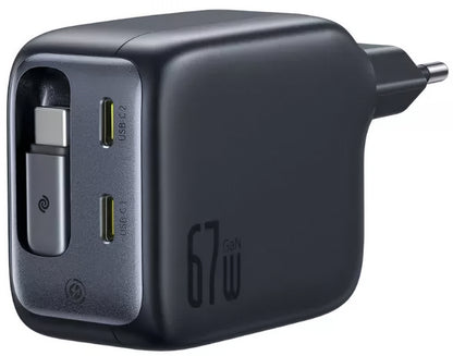 Ładowarka sieciowa z kablem USB-C Baseus EnerCore CJ11, 67W, 3.35A, 2 x USB-C, Czarny E0121E00