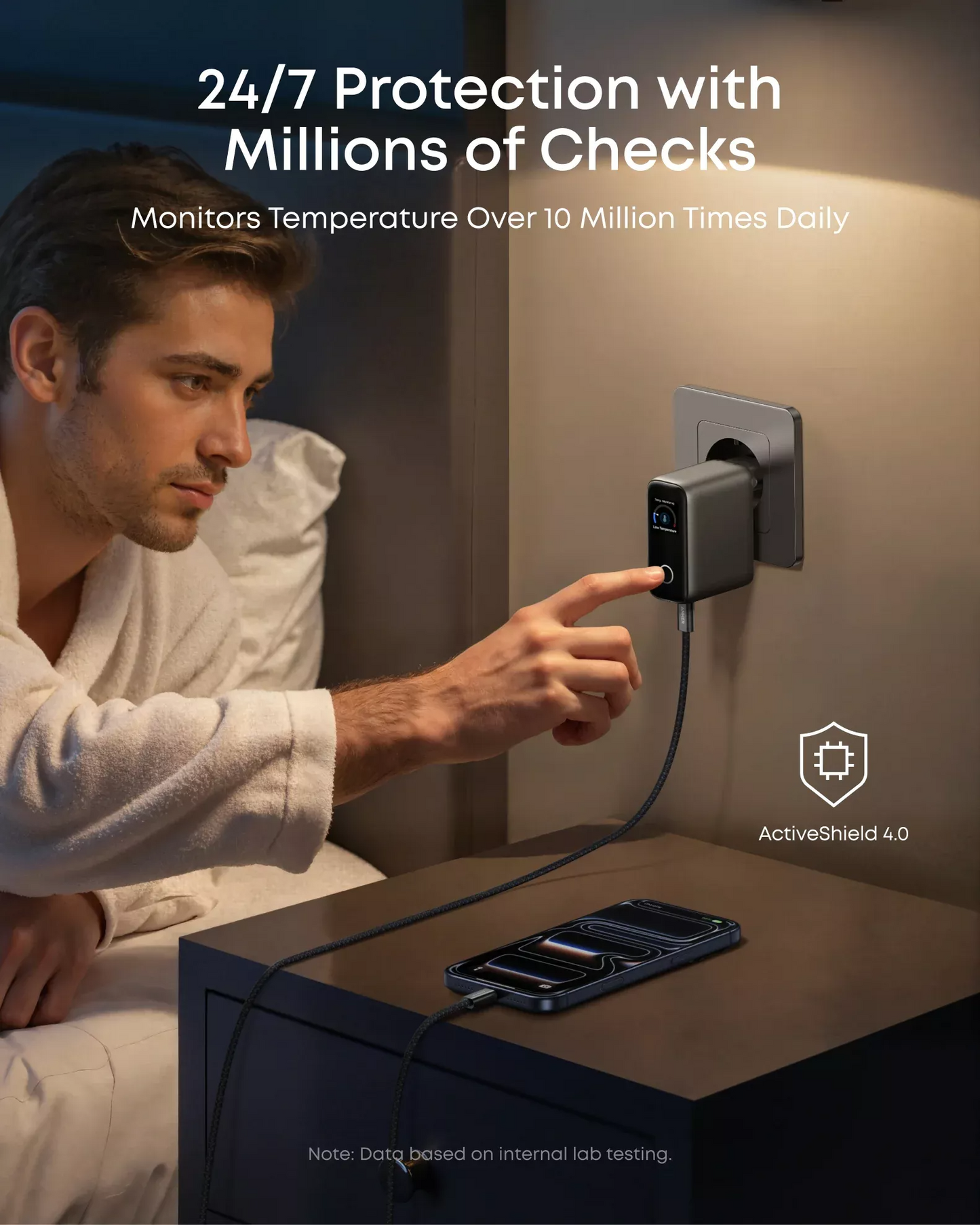 Ładowarka sieciowa z kablem USB-C Anker Smart Display, 100W, 5A, 1 x USB-A - 2 x USB-C, Szara B121BGZ1