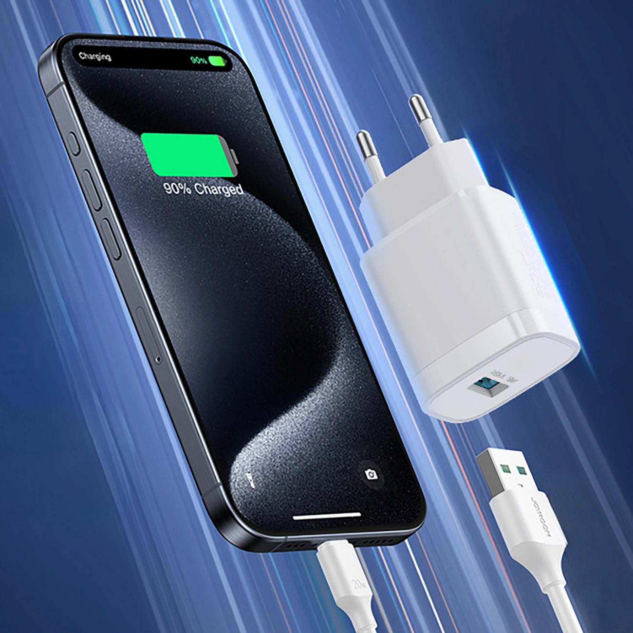 Joyroom JR-TF4 USB-C Cable Wall Charger, 18W, 3A, 1 x USB-A, White
