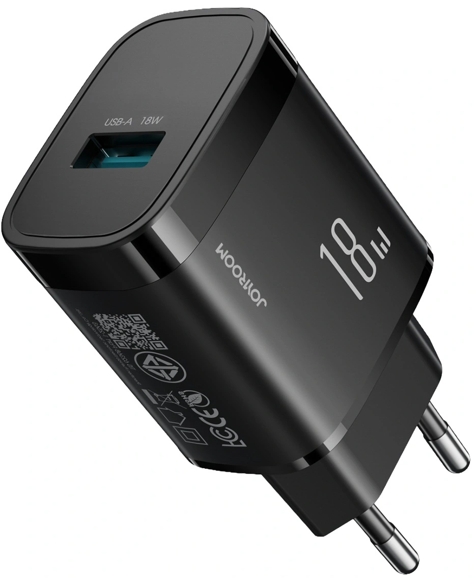 Ładowarka sieciowa z kablem USB-C Joyroom JR-TF4, 18W, 3A, 1 x USB-A, czarna