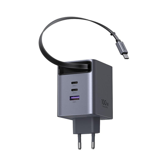 Ładowarka sieciowa z kablem USB-C UGREEN X616 (65828), 100W, 5A, 1 x USB-A - 3 x USB-C, szara